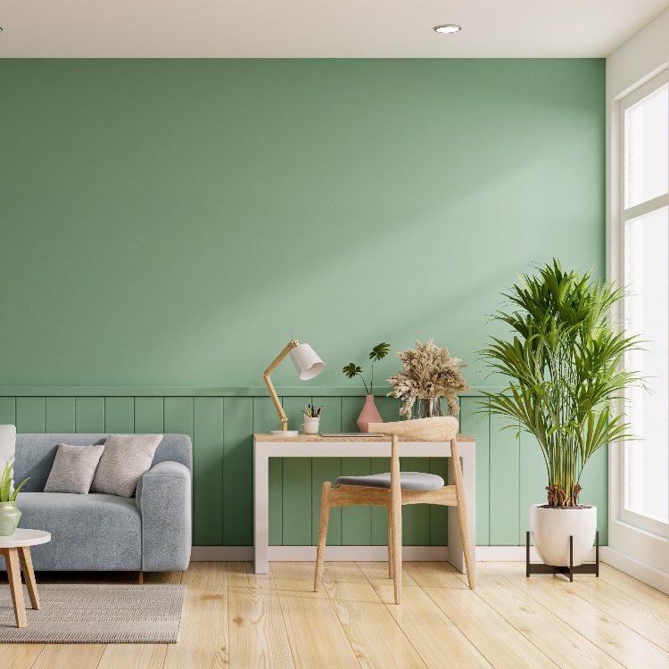 Peinture verte dans un salon Innov'Art